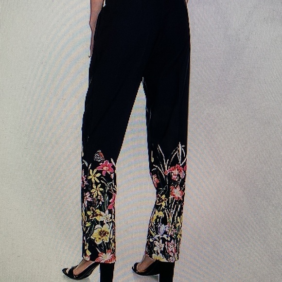Kate & Mallory Floral‎ Straight Leg Pants Career Business Office Work Women L - Picture 10 of 11